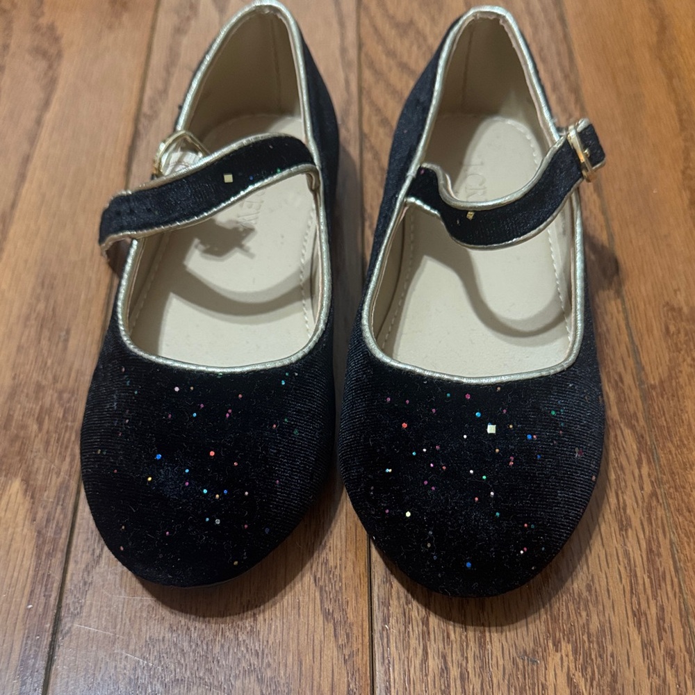 Crew cuts Black Glitter Kids Mary Jane Shoes size 11C